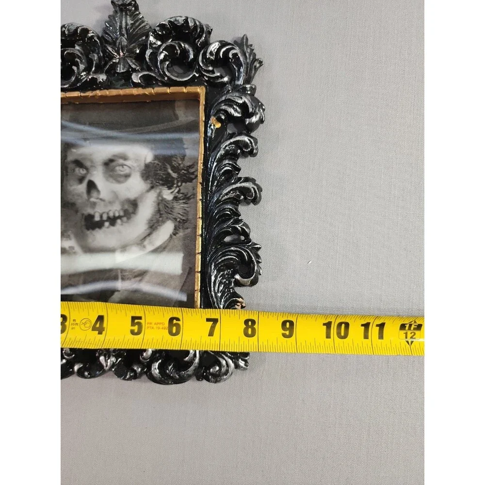 Vintage 3D Lenticular Portrait Picture in Ornate Black & Sliver Baroque Frame